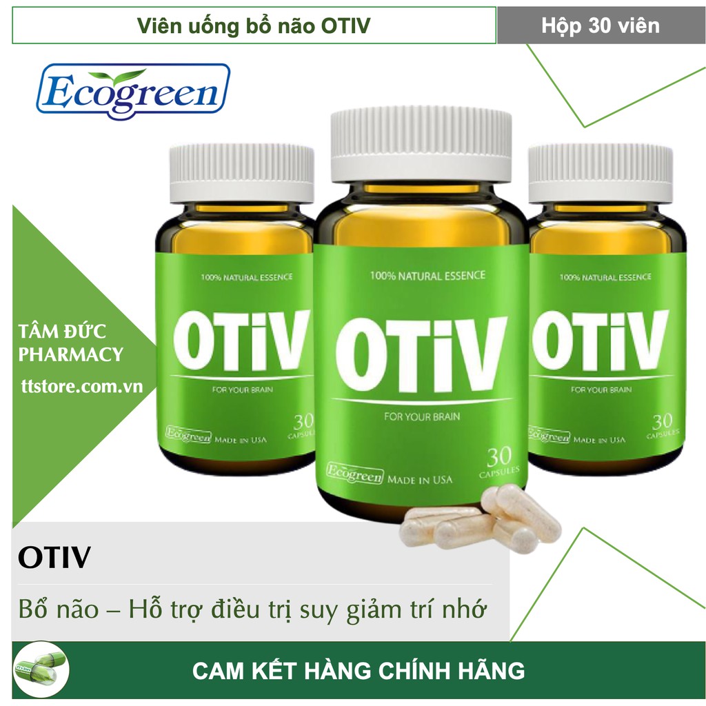 OTIV [Hộp 30 viên] - Hỗ trợ cải thiện mất ngủ, đau nửa đầu, tăng cường trí nhớ [ECO GREEN]