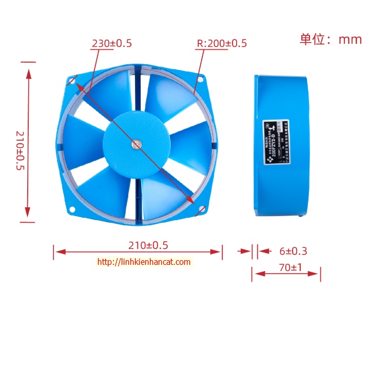 Quạt 380V - Mã 200FZY2-D Kích Thước 20x20x7cm