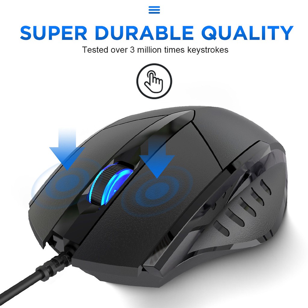 Chuột chơi Game có dây Inphic PW1 Led RGB 4000DPI, 6 nút bấm