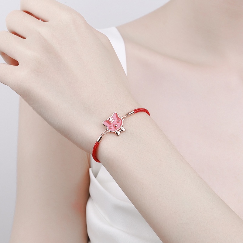 Flgo Vòng Đeo Tay May Mắn Bằng Kim Loại Màu Đỏ Có Thể Điều Chỉnh Được Có Kẹp Hình Hổ Nhiệt Độ