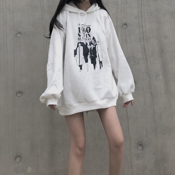 WANG JIAO ZHAN Áo Thun Tay Dài Dáng Rộng Thời Trang Thu Đông Phong Cách Hàn Quốc Cho Nữ áo hoodie nữ
