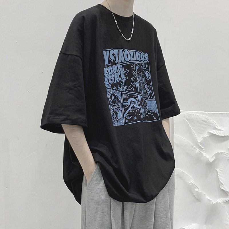 【M-3XL】Áo Thun Tay Ngắn Cổ Tròn In Họa Tiết Hoạt Hình Phong Cách Hàn Quốc Thời Trang Cho Nam Và Nữ Thời trang cộng với kích thước Unisex Áo sơ mi ngắn tay giản dị