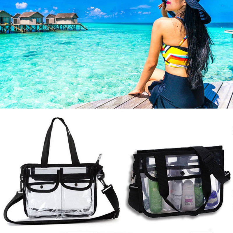 Túi tote PVC đeo vai đựng đồ vệ sinh/mỹ phẩm đi biển/ du lịch cho nữ