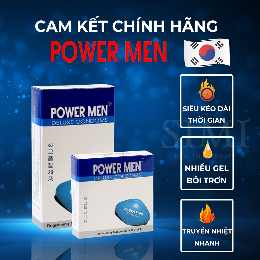 Bao cao su kéo dài thời gian POWER MEN VIAGRA TYPE chống xuất tinh sớm nhiều gel bôi trơn bcs siêu mỏng