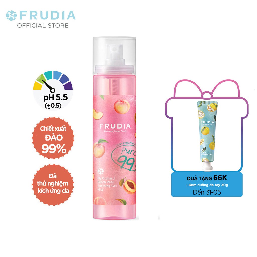 [Tặng 72K] Xịt Khoáng Cấp Ẩm Chiết Xuất Từ Trái Đào Frudia My Orchard Peach Real Soothing Gel Mist 125ml