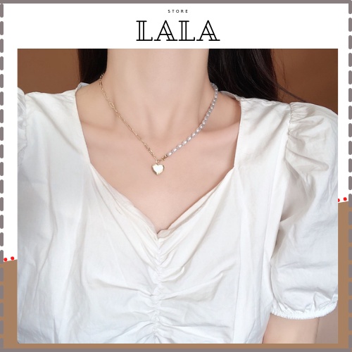 Vòng cổ nữ kết hợp chuỗi hạt và mặt trái tim (mã VC07)