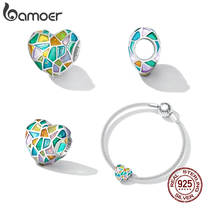 Mặt dây BAMOER bằng bạc 925 mạ vàng nhiều màu thời trang cho nữ