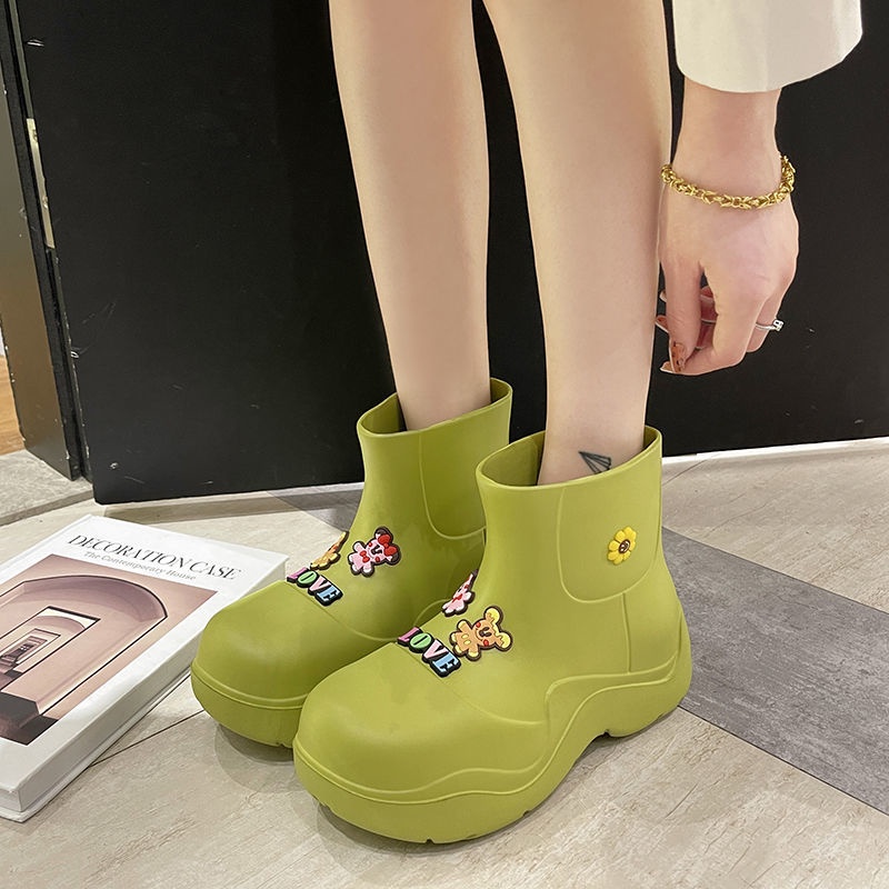 Ủng Đi Mưa Đế Dày Tăng Chiều Cao Chống Nước Thời Trang Mùa Hè Dễ Phối Đồ Cho Nữ