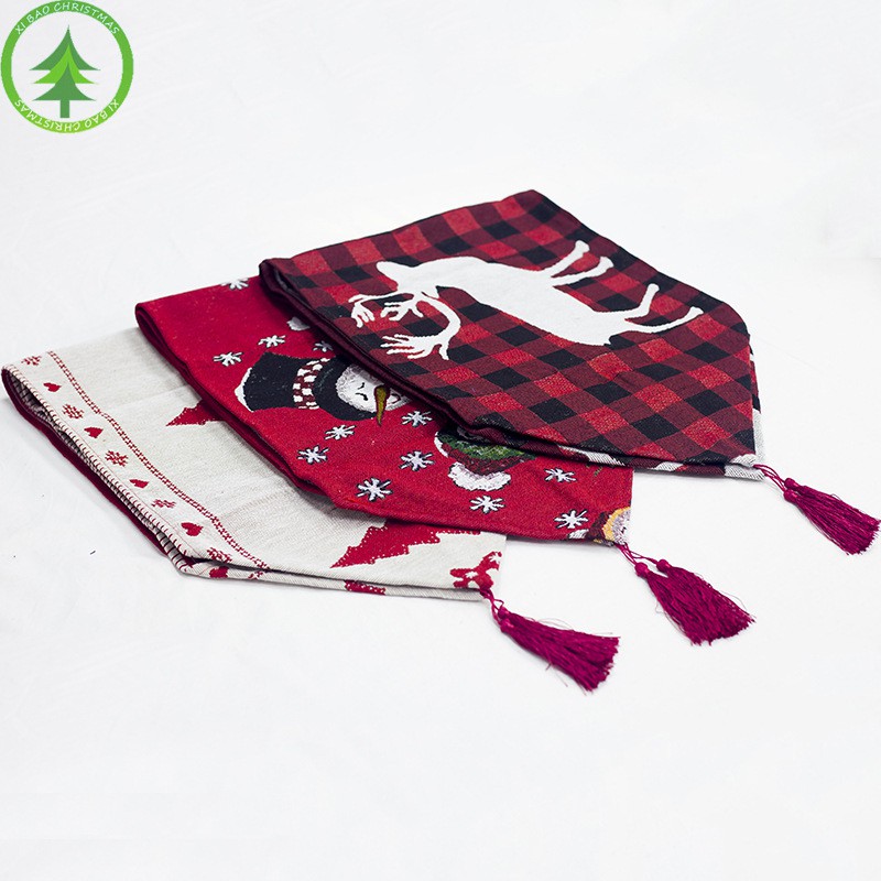 Khăn trải bàn cotton thêu hoạ tiết Giáng Sinh kích thước 35x180cm phong cách Châu Âu | BigBuy360 - bigbuy360.vn
