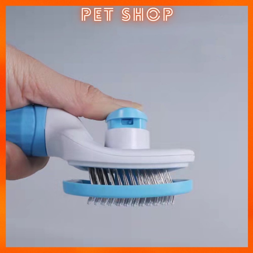 Lược chải lông chó mèo có nút bấm đẩy lông cao cấp dễ dàng loại bỏ lông khi chải, tay cằm bằng silicon dễ dàng gỡ rối