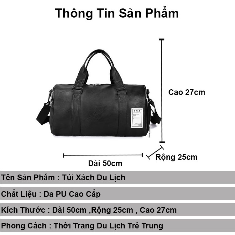 Túi xách du lịch nam nữ đa năng cỡ lớn ZAJA chất liệu da pu cao cấp thời trang thể thao chống nước