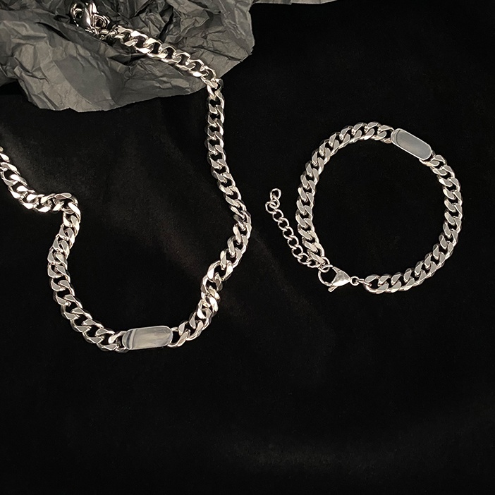 Dây Chuyền Thép Titan Mặt Hình Chữ Nhật Bo Góc Streetstyle - Vòng Cổ Thép Không Gỉ Phong Cách Châu Âu Mỹ