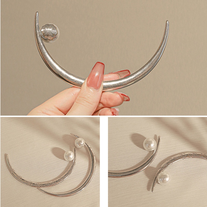 Nĩa Cài Tóc Màu Trơn Hình Mặt Trăng Thời Trang