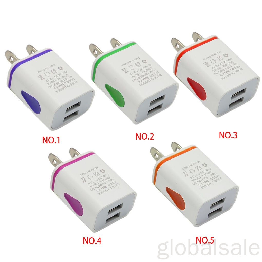 Củ sạc nhanh hai cổng USB 2A có đèn LED tiện lợi dành cho điện thoại