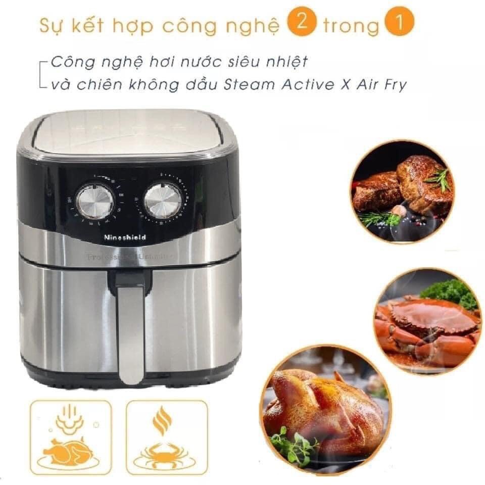 NỒI CHIÊN KO DẦU NINE SHIELD DUNG TÍCH 10L,8L, NÚT CƠ. CHÍNH HÃNG BẢO HÀNH 12 THÁNG