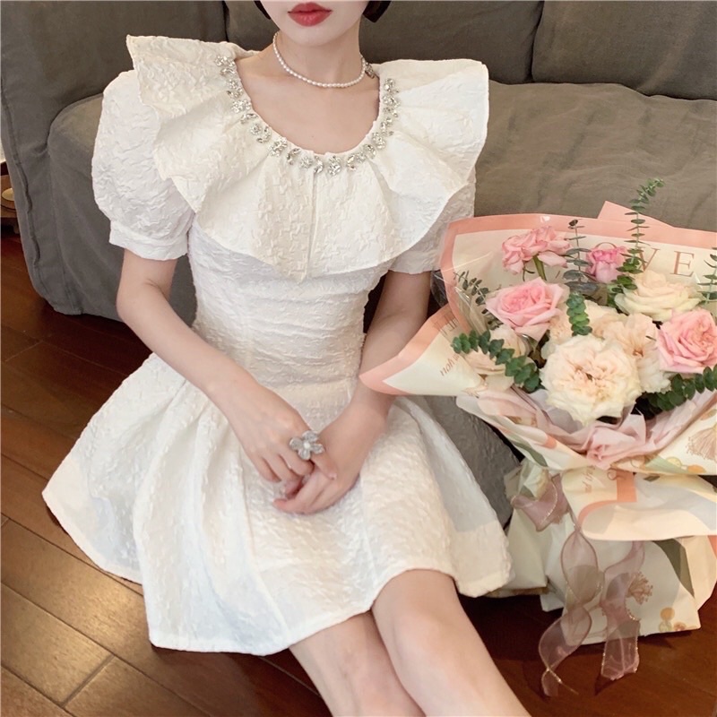 Đầm Nữ Dự Tiệc Tay Phồng JARI-CLOTHES Lửng Cổ Đính Đá Sang Chảnh