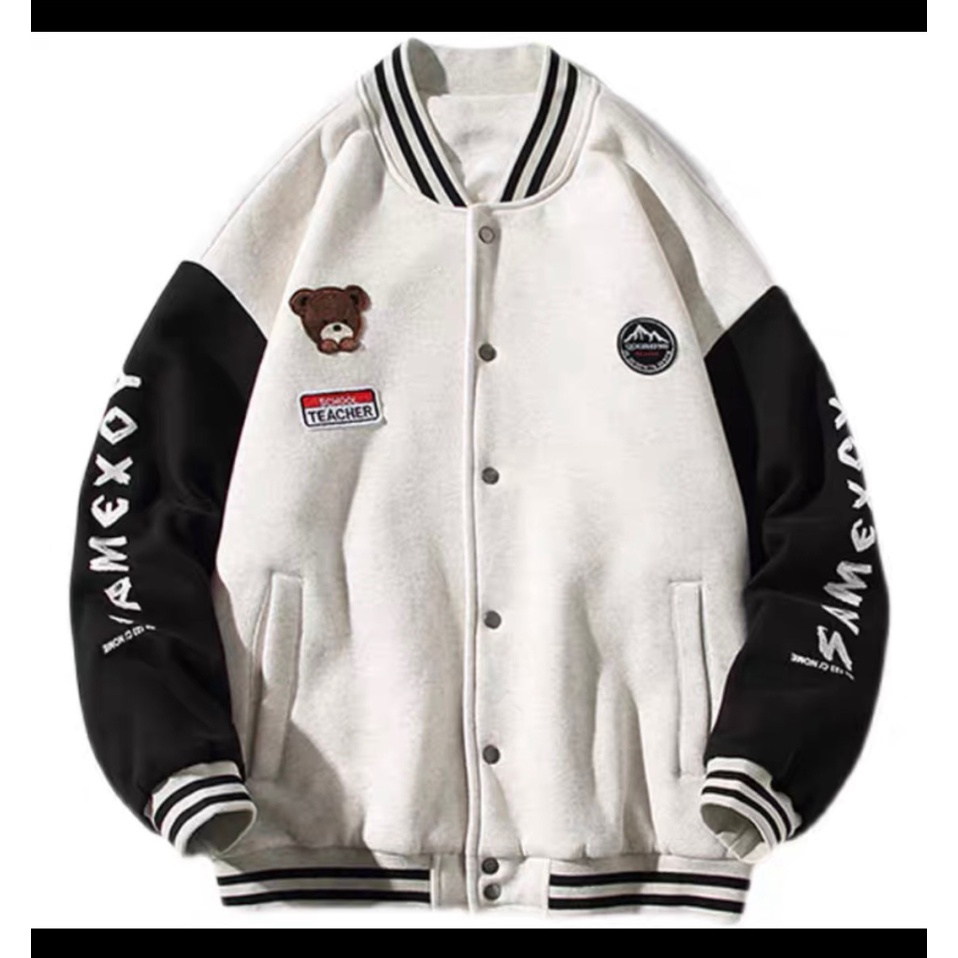 Áo khoác bomber bóng chày nam nữ Unisex họa tiết hình Gấu Siêu Dày Dặn U56 [NewUnisex]