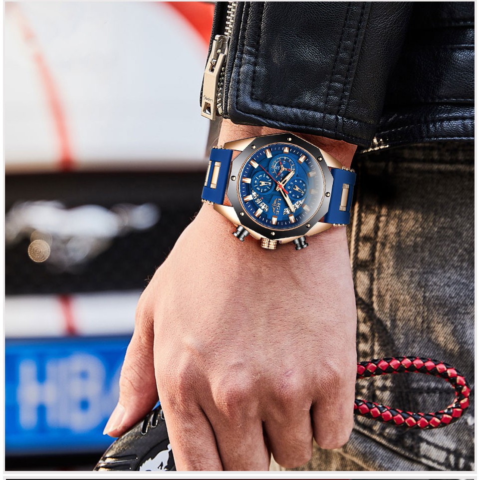 LIGE 2021 thời trang mới Đồng Hồ Nam chống nước Đồng hồ đeo tay thể thao silicon Với Lịch Chronograph Đồng hồ thạch anh + hộp | BigBuy360 - bigbuy360.vn