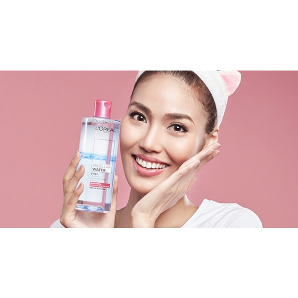 Nước tẩy trang L'Oreal Paris 3-in-1 Micellar Water 400ml, Nước tẩy trang cho mọi loại da, dịu nhẹ, se khít lỗ chân lông