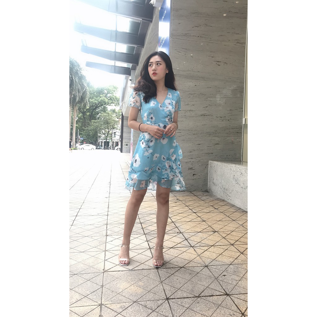 Đầm Lụa dáng xuông họa tiết hoa lá bánh bèo (ảnh thật)
