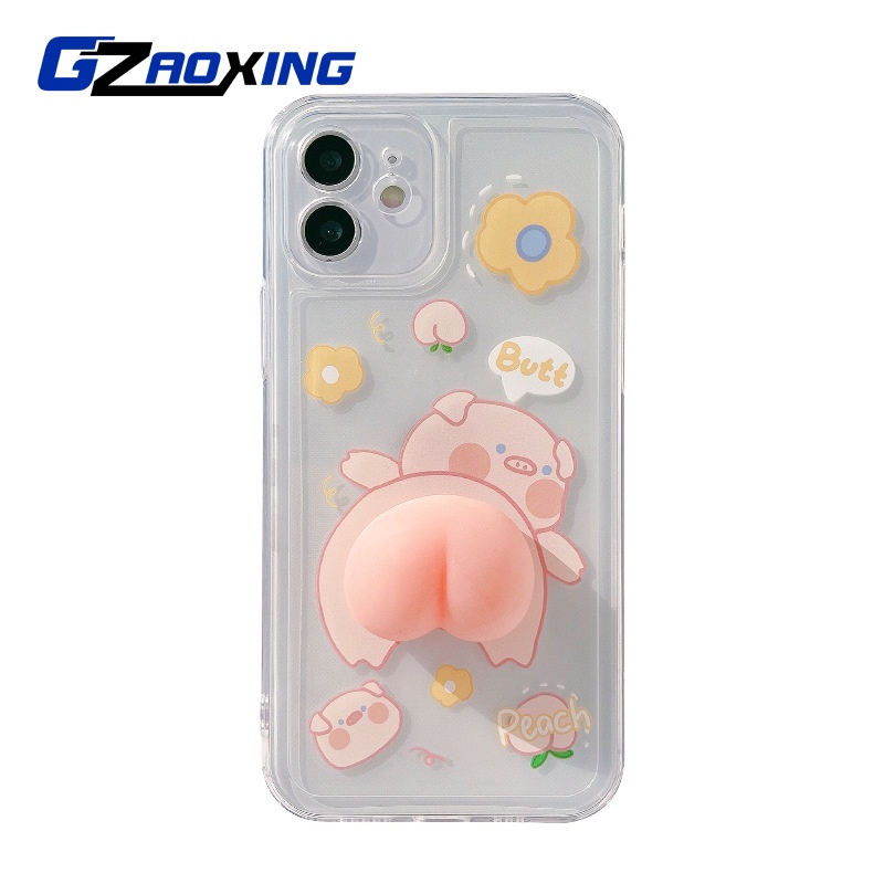 Ốp Điện Thoại TPU Mềm Trong Suốt Hình Mông Heo 3D Dễ Thương Cho IPhone 7 / 8 SE 2020 7P / 8Plus X XS XR 11 12 13 Mini Pro Max