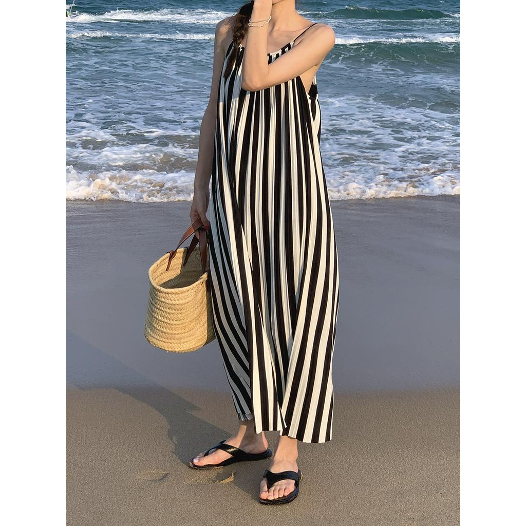 Đầm Hai Dây Dáng Rộng Họa Tiết Kẻ Sọc Thời Trang Mùa Hè 64068