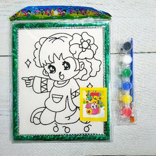 Bộ tranh tô màu nước đồ chơi dành cho bé (kèm bút và màu nước)