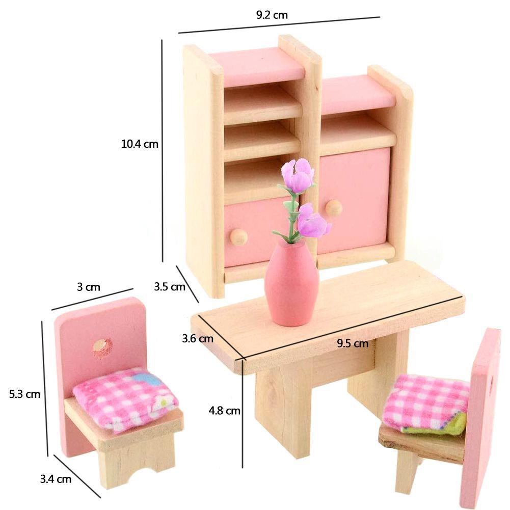 Set 6 Mô Hình Nội Thất Bằng Gỗ Trang Trí Nhà Búp Bê