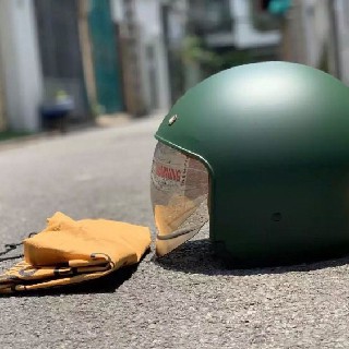 Nón bảo hiểm 3/4 kính âm Royal M139 Rêu xanh lính (tặng balo rút)