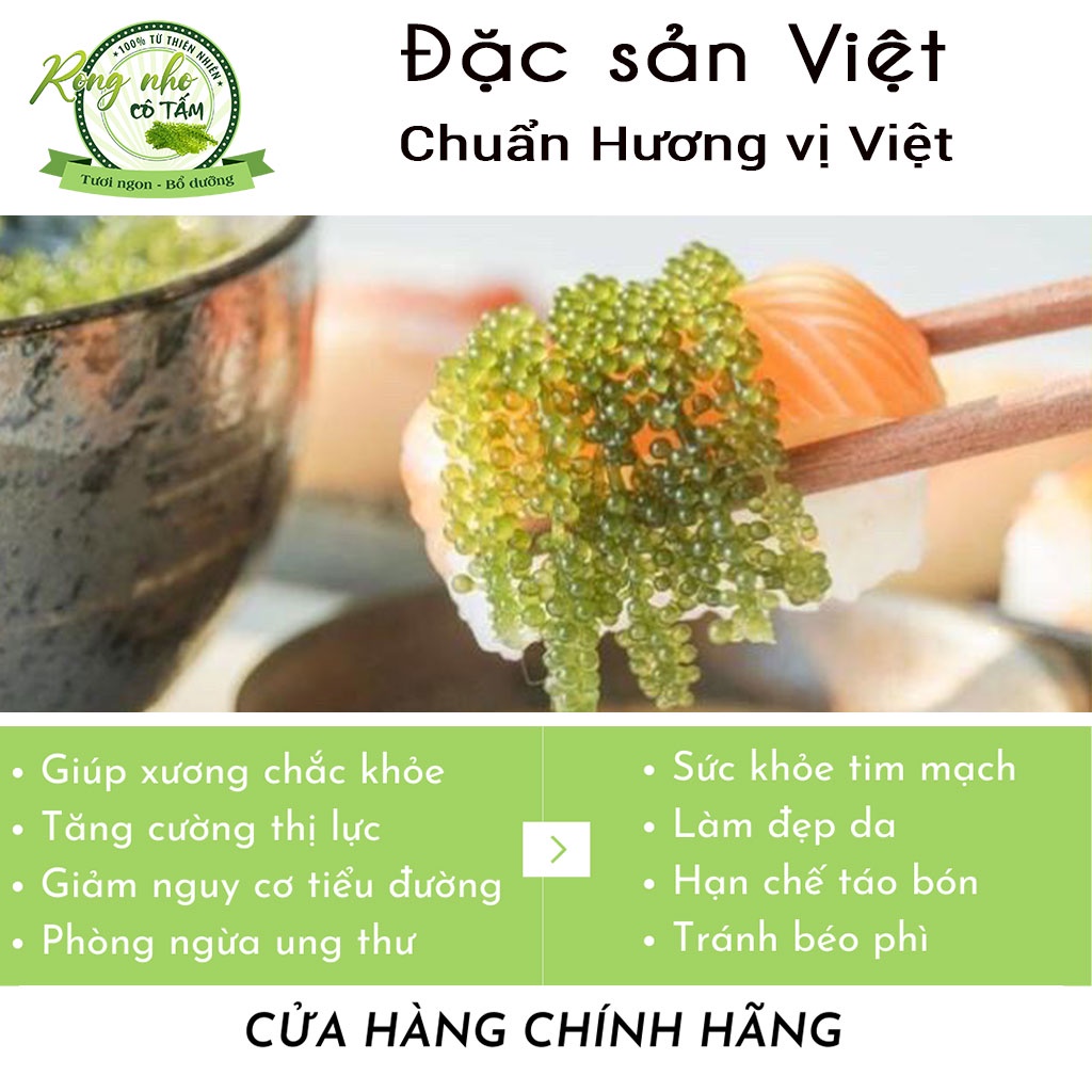 Rong nho Green Food, tác dụng của rong nho, rong nho khô - Túi zipper 100g, 𝑭𝑹𝑬𝑬𝑺𝑯𝑰𝑷, đặc sản Việt(mua 2 tặng nước sốt)