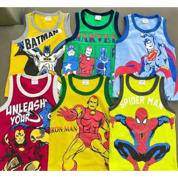 bộ ba lỗ bé trai chất cotton 4 chiều mặc nhà size đại 20kg-40kg in hình siêu nhân,batman