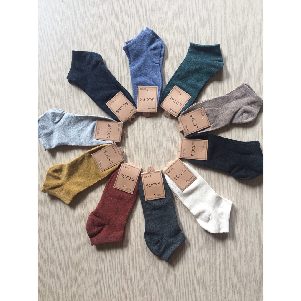 Set 10 Đôi Tất Cổ Ngắn Unisex Đa Sắc Chống Hôi Chân