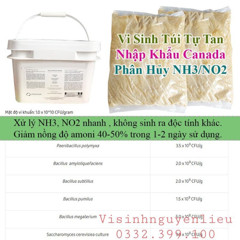 Vi Sinh Xử Lý NH3, NO2 ao Tôm Cá nhập Khẩu Canada#Túi tự Tan 200g