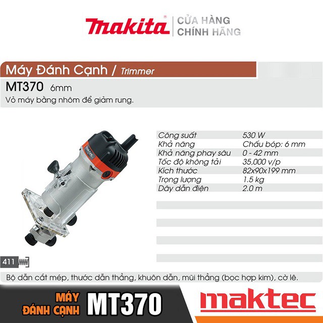 [Chính Hãng] Máy Phay Cạnh Maktec MT370 (6MM-530W) Bảo Hành Tại Các TTBH Toàn Quốc