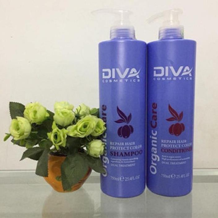 Bộ Dầu Gội Xả Diva Xanh Cosmetics Organic Care 750ml