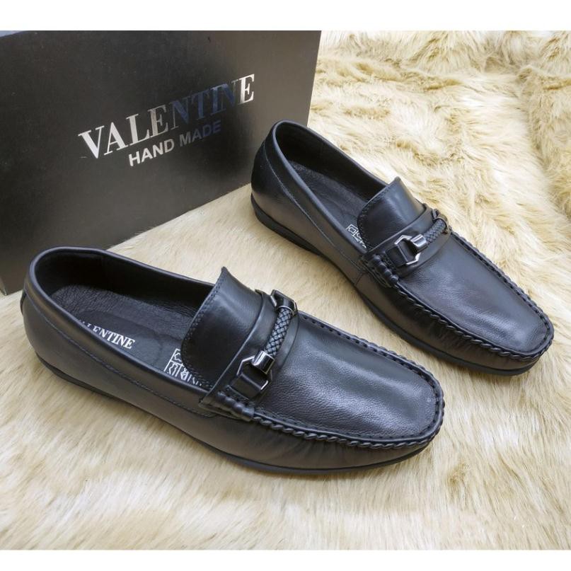Giày lười nam, giày mọi da cao cấp Nhập khẩu Full Box Valentine