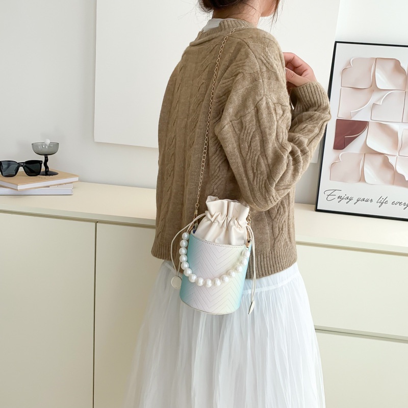 Túi Xách Đeo Vai Phối Dây Xích Đính Ngọc Trai Đơn Giản Xinh Xắn Hợp Thời Trang