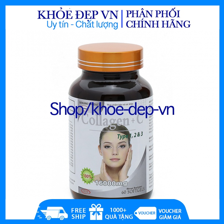 Viên uống đẹp da Collagen +C bổ sung Vitamin A E C giảm nám , tàn nhang ,sạm da Hộp 60 viên HSD 2024, collagen xoăn | Thế Giới Skin Care