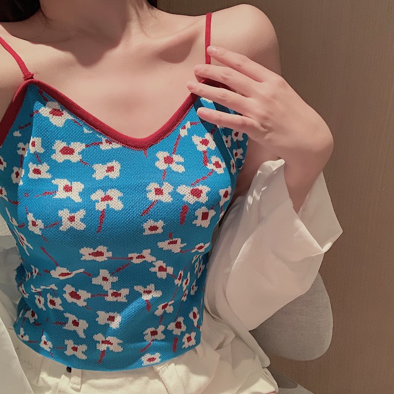 DUNEA Áo Hai Dây Cổ Chữ v In Hoa Thời Trang Cho Nữ