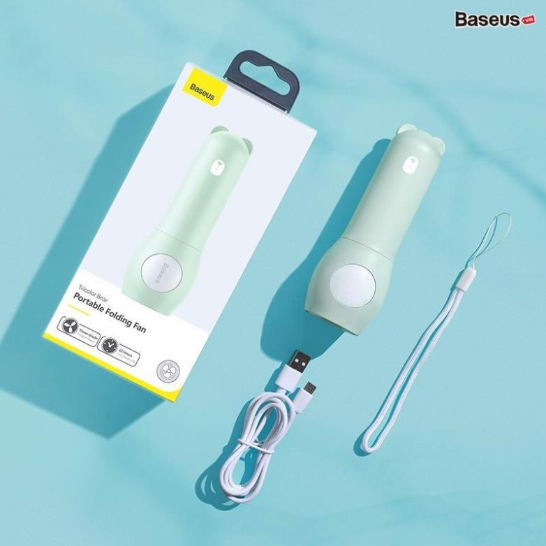 Quạt mini cầm tay hình gấu kiêm sạc dự phòng 2000mah Baseus CXZD -A02 chính hãng