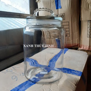 Bình thủy tinh 8893, trơn dáng trụ thấp, Dung tích - 7,5 lít
