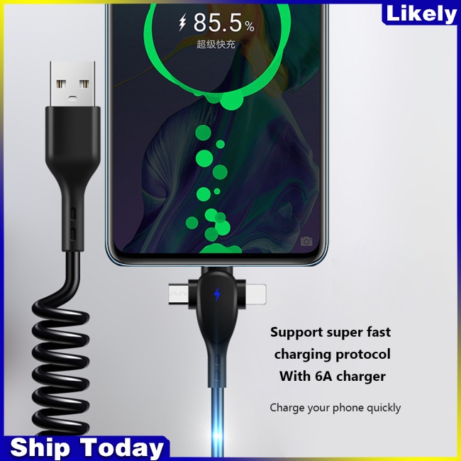 Cáp Sạc Nhanh 6a 66w 3 Trong 1 Chuyên Dụng Cho Ios Android Type-c
