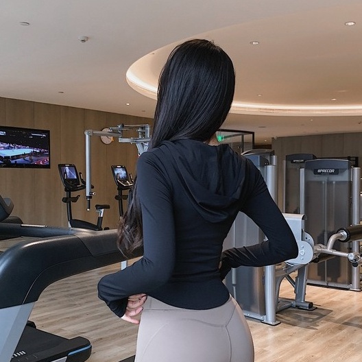 BEAUTYTREND Áo Khoác Hoodie Thể Thao Tay Dài Phối Khóa Kéo Nửa Thân Cá Tính