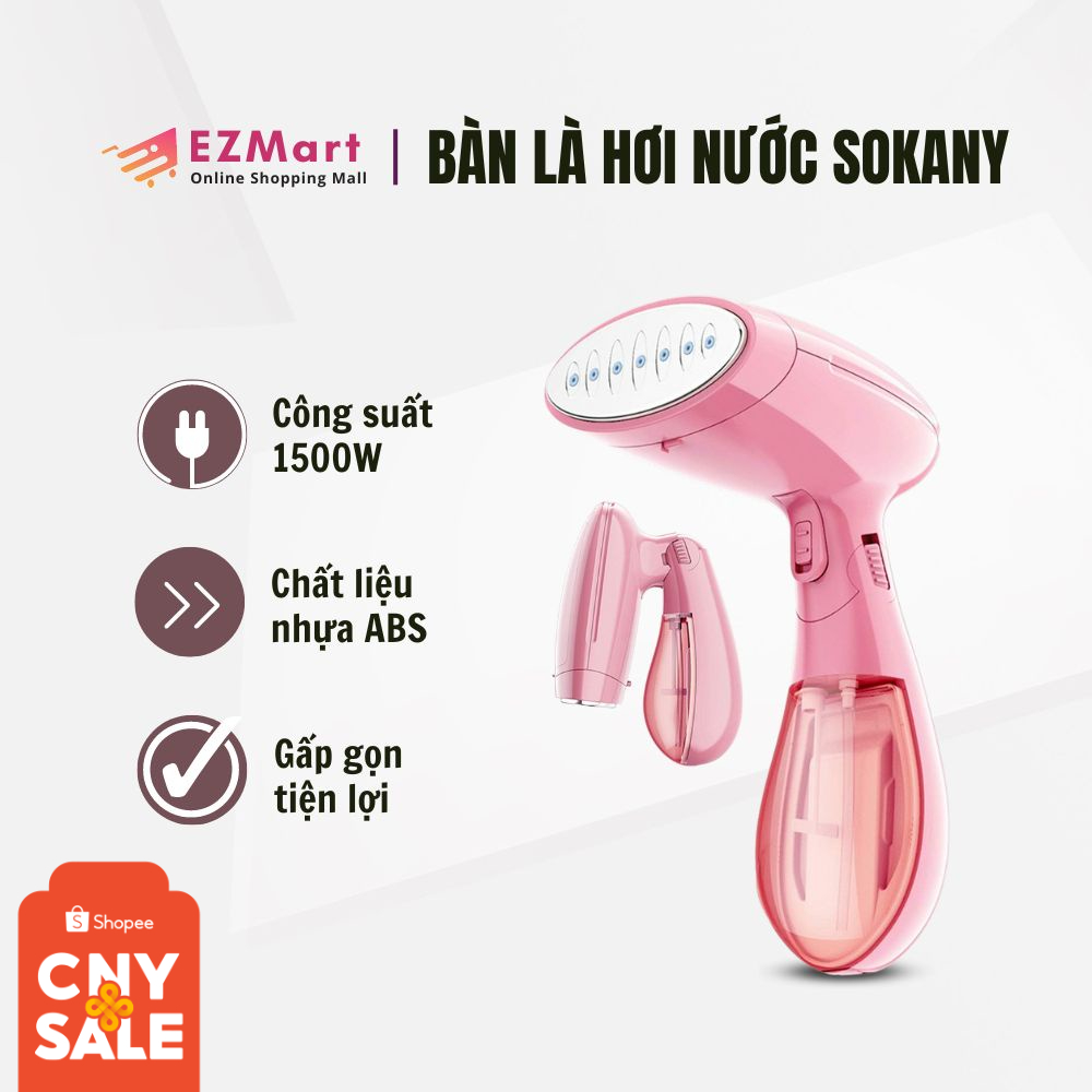 Bàn Là Hơi Nước Cầm Tay SOKANY 3060 Công suất 1500W Gấp Gọn Tiện Lợi, Ủi Nhanh Mọi Loại Vải