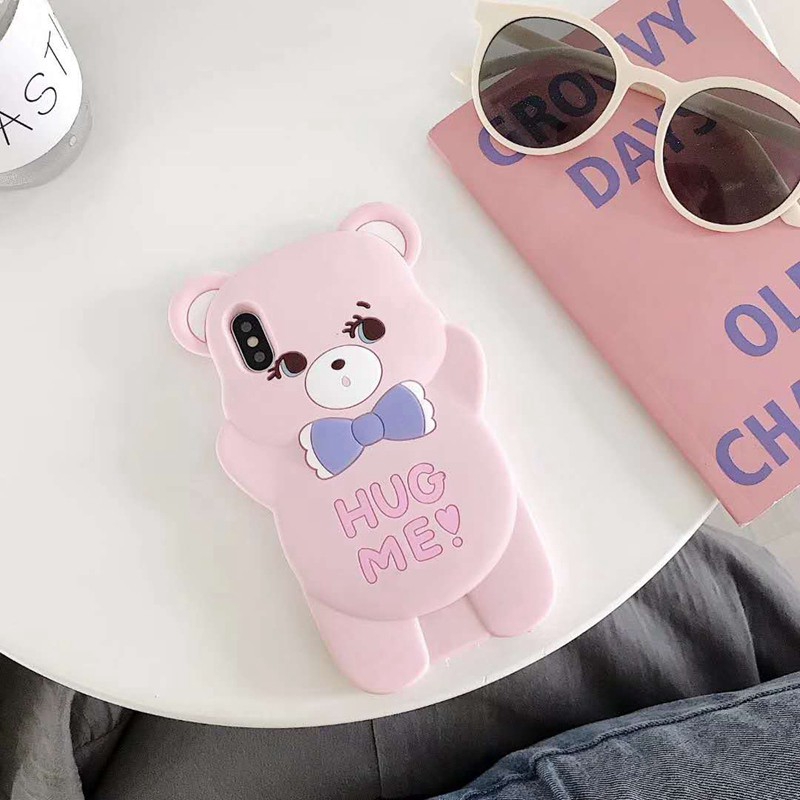 OPPO A3S A5S A7 A7X F9 Pro R11S R15 R17 Cartoon Bear Hug Me Bow Pattern Soft Phone Casesvỏ điện thoại trường hợp