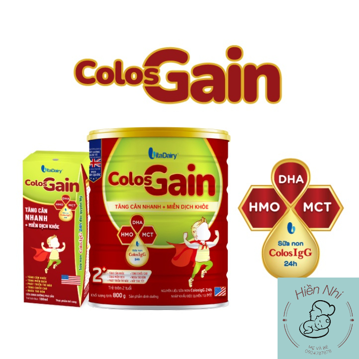 Sữa bột Colos Gain 0+ , 1+ 800g Tăng cân nhanh, Date mới nhất