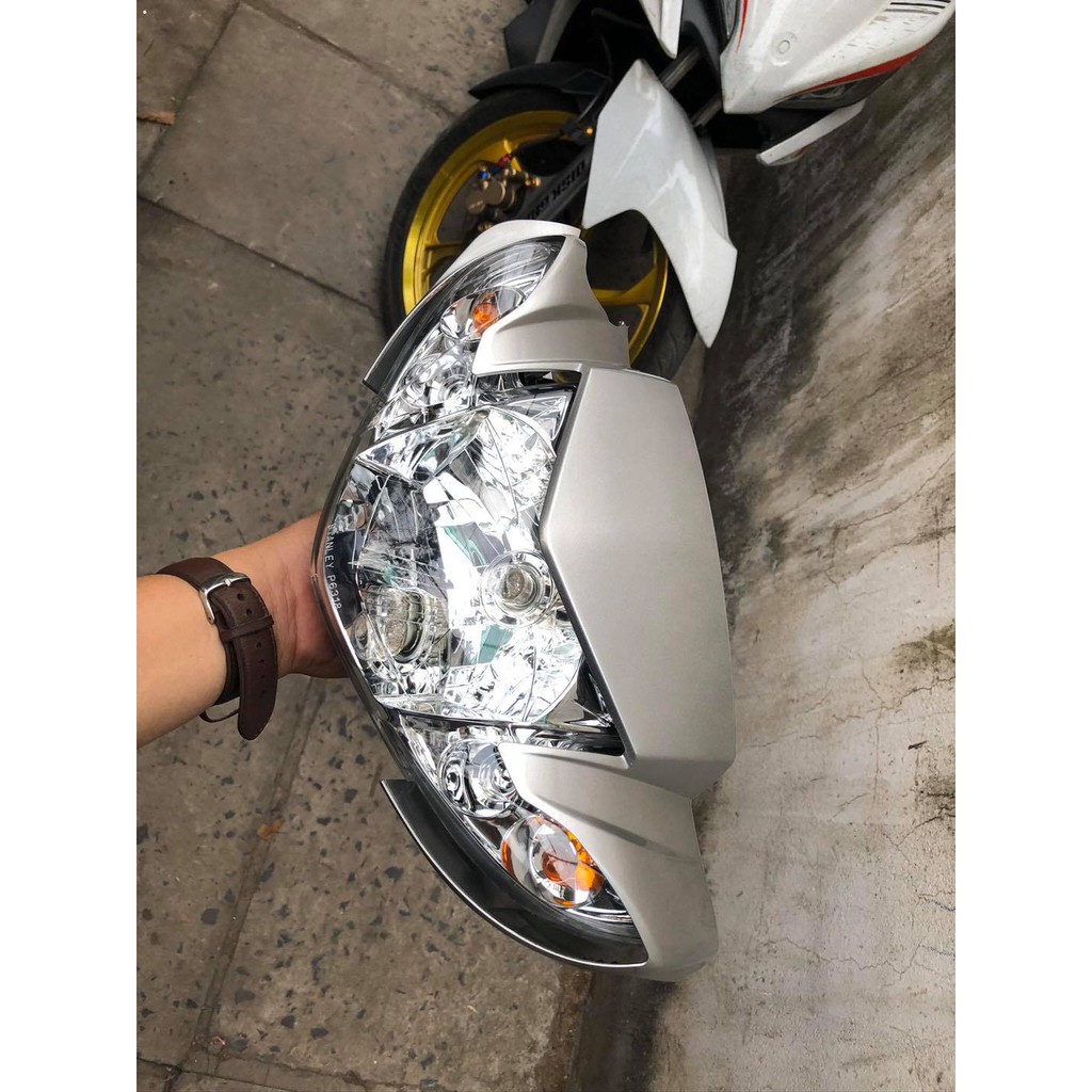Đầu đèn Si helo - đầu sirius nhỏ kèm chóa đèn chính hãng Yamaha đỏ bạc đen dành cho sirius 50cc và sirius 110cc