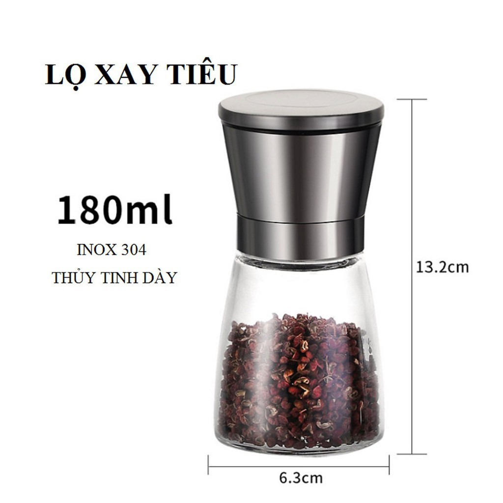 ⚡ FREESHIP ⚡ Dụng Cụ Xay Và Đựng Tiêu Inox 304 Cao Cấp Sang Trọng Thiết Kế Tay Xoay Tiện Dụng