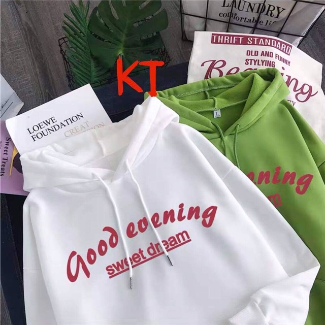 Áo hoodie nỉ mũ good everning chào buổi tối