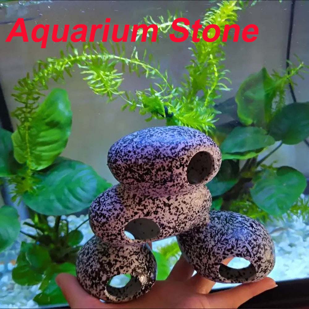 AQUARZOO Aquarium Hiding Cave Stone Hideaway akuarium Decoration Hide Rock Cichlids Betta Hideout Shelter Cave Tunnel Fish Tank Pond Ornament for Short Bream Crayfish Shrimp